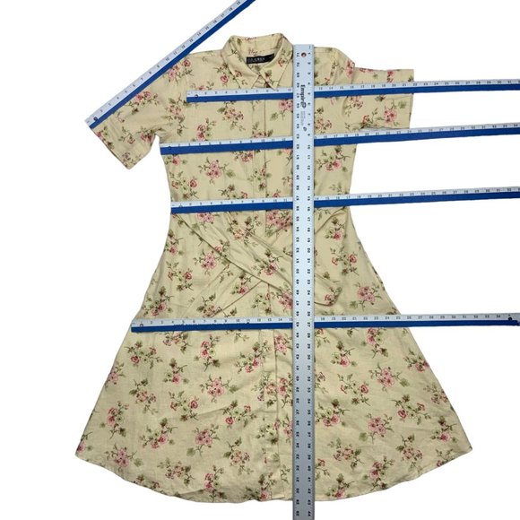 Lauren Ralph Lauren Black Label Floral Linen Shirtdress 6 Natural Cottagecore - Picture 4 of 12